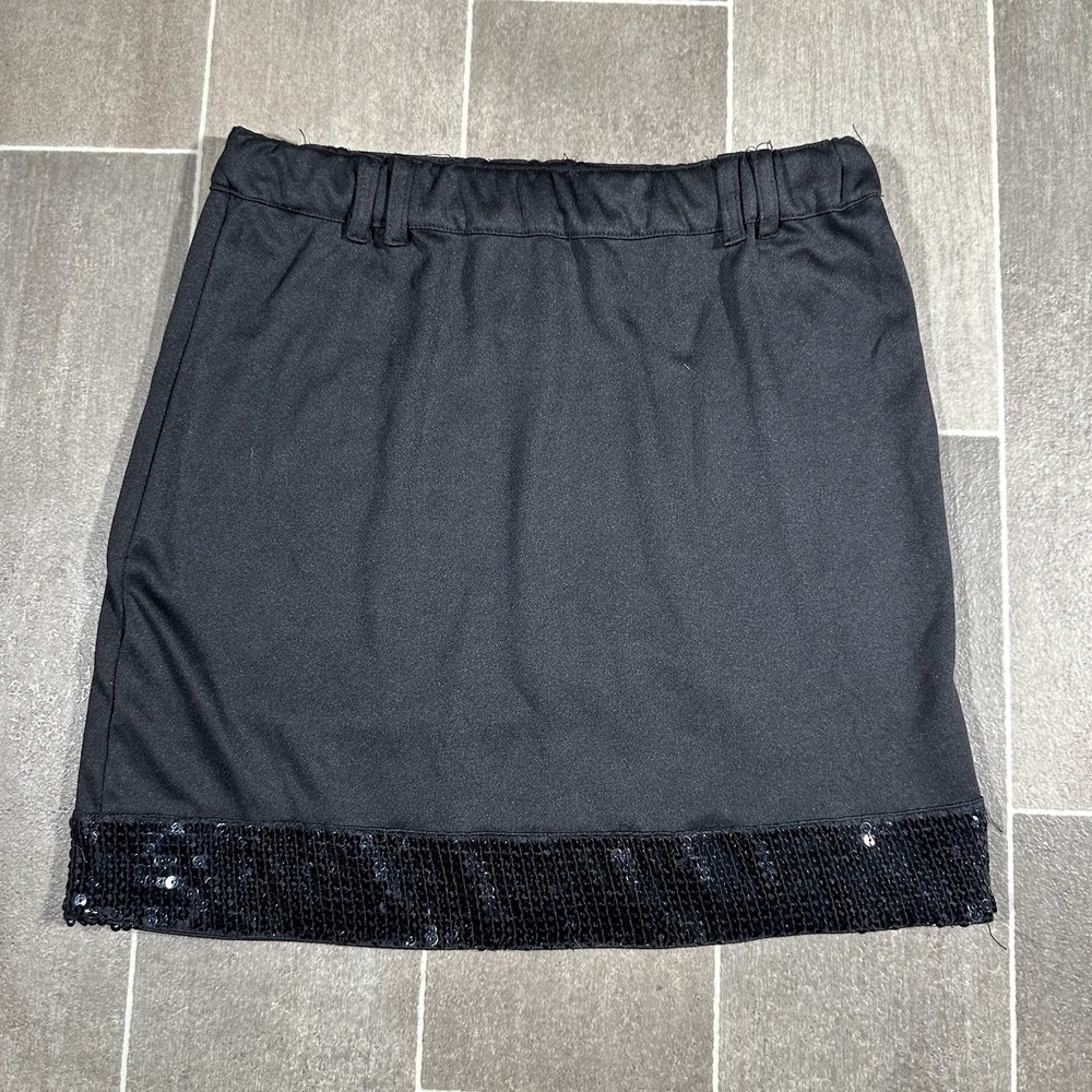 Envy Me Womens Black Sequin Hem Mini Skirt Elastic Waist Size S Party Night Out‎